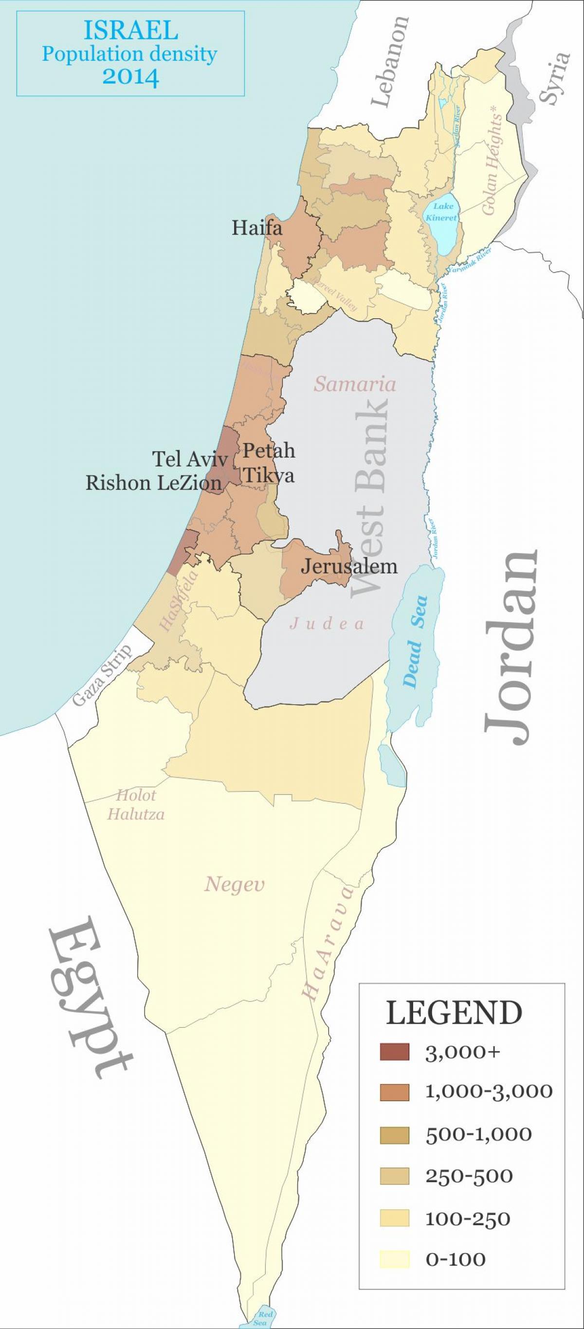 Mapa de densidade de Israel